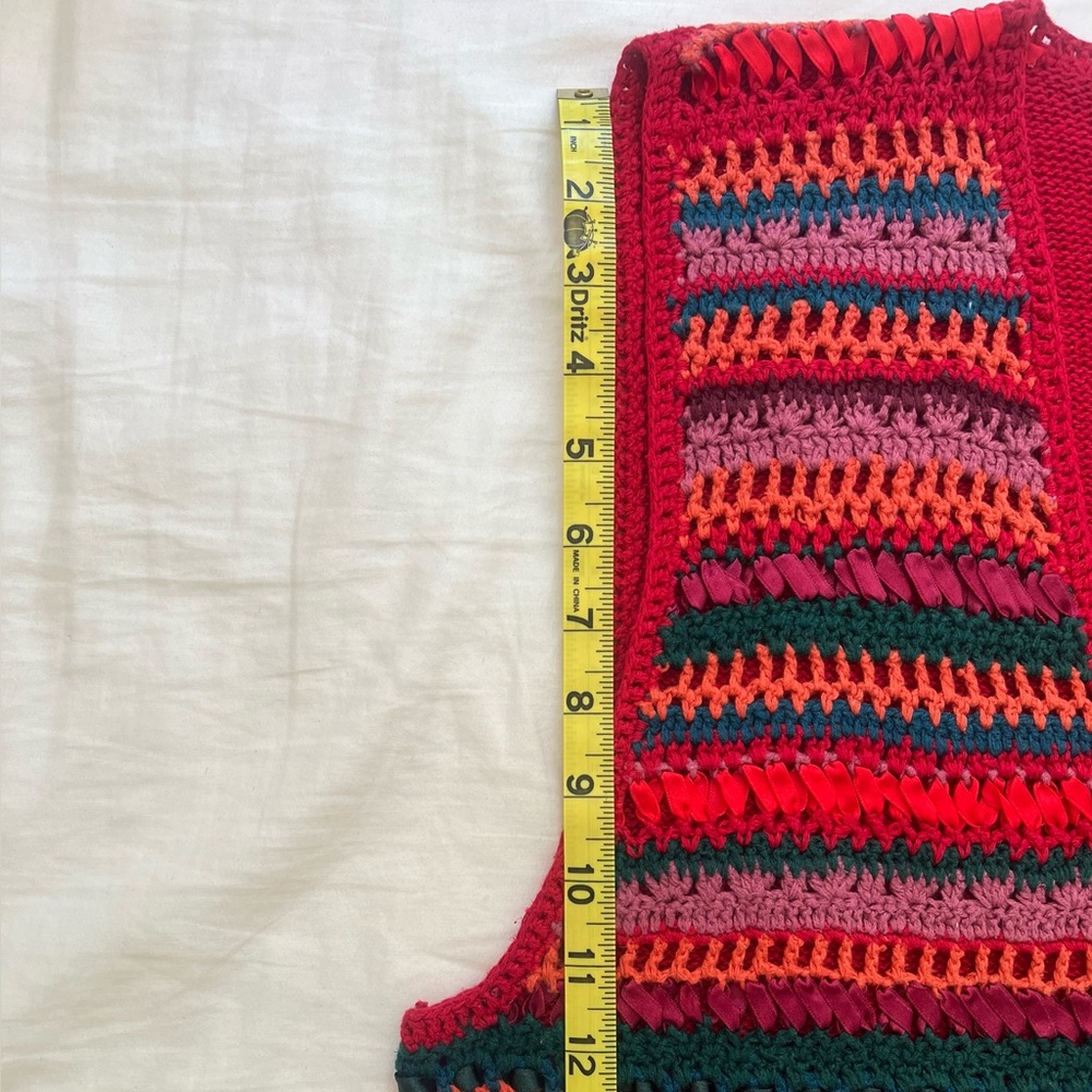Vintage American Weekend Multi Stripe Sweater Vest Knit Medium - Picture 6 of 9